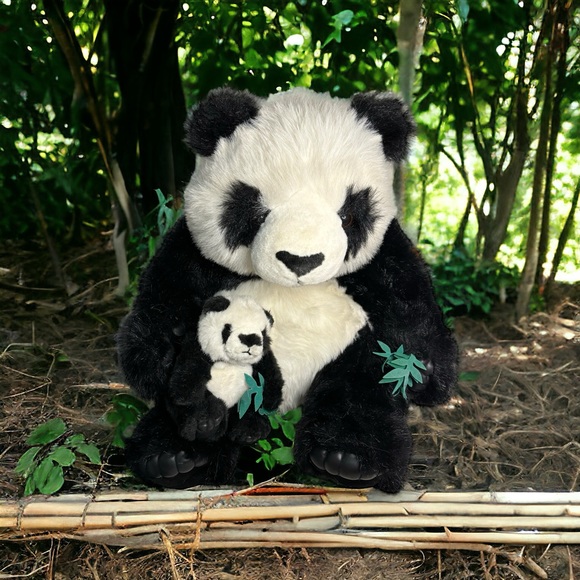 Animal Planet Panda Bear “Spot” & Cub Baby “Blot” Realistic Plush Bamboo Toy2000 - Picture 1 of 11